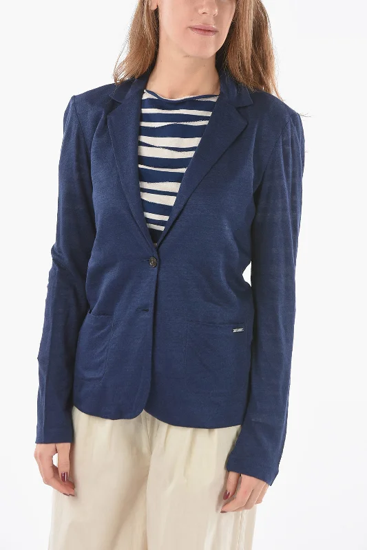 Woolrich Patch Pockets Linen Slub 2-Buttons Blazer L Standard Size Women's Classic Blazer