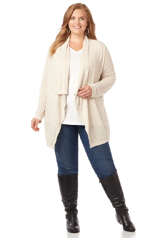 Z Supply Cascade Cardigan Light Oatmeal Heather Satin Blend Silk Blend Wool Blend