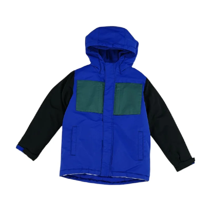 Blue Color Block Coat Turtleneck Jacket Crew Neck Jacket V-Neck Jacket
