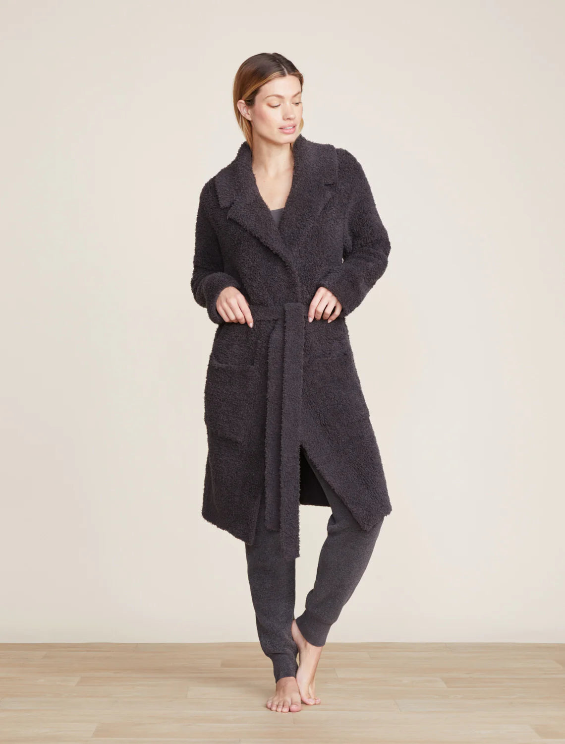 Carbon Teddy Coat Appliqued Beaded Sequined