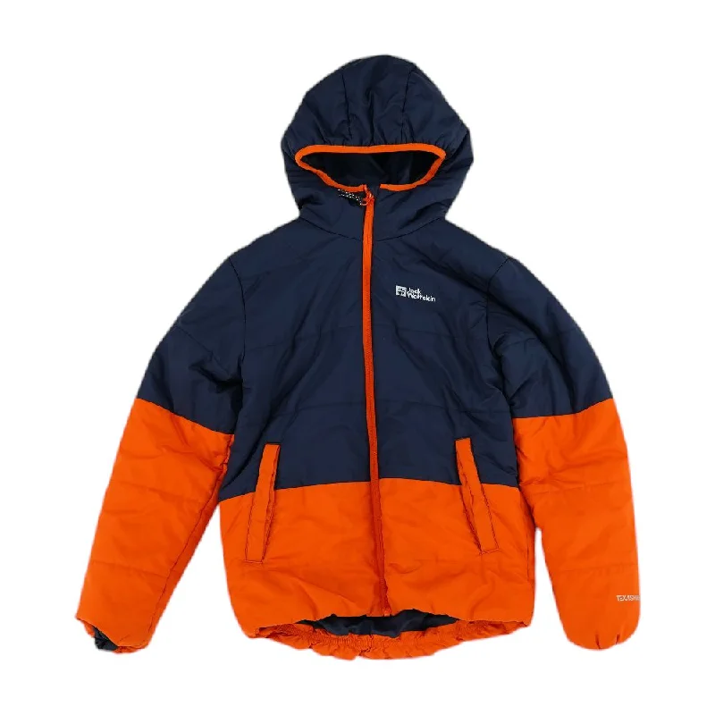 Navy Color Block Puffer Coat Shawl Collar Notch Collar Lapel Collar