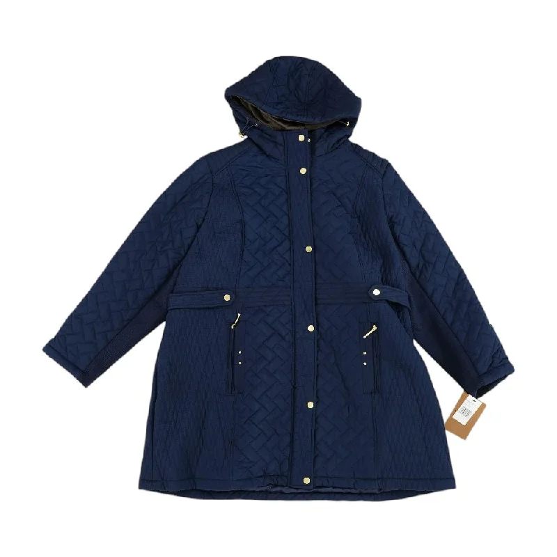 Blue Solid Lightweight Coat Rayon Velvet Corduroy