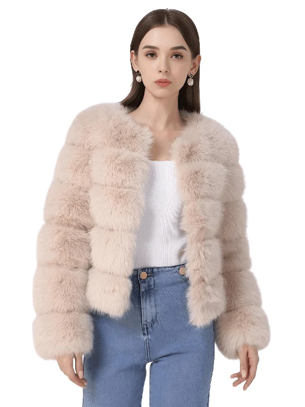 High Quality Faux Fox Fur Coats For Women - High Winter Fashion! Trim Padded Insulated