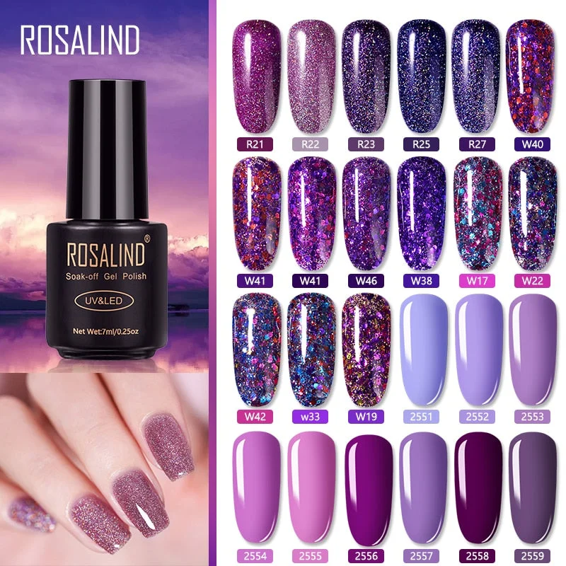 ROSALIND Gel Nail Polish Nail Art Vernis Semi Permanant UV Primer Manicure 7ML Top Coat Primer Gel Lak Hybrid Nail Polishes Vent Hem Cuff