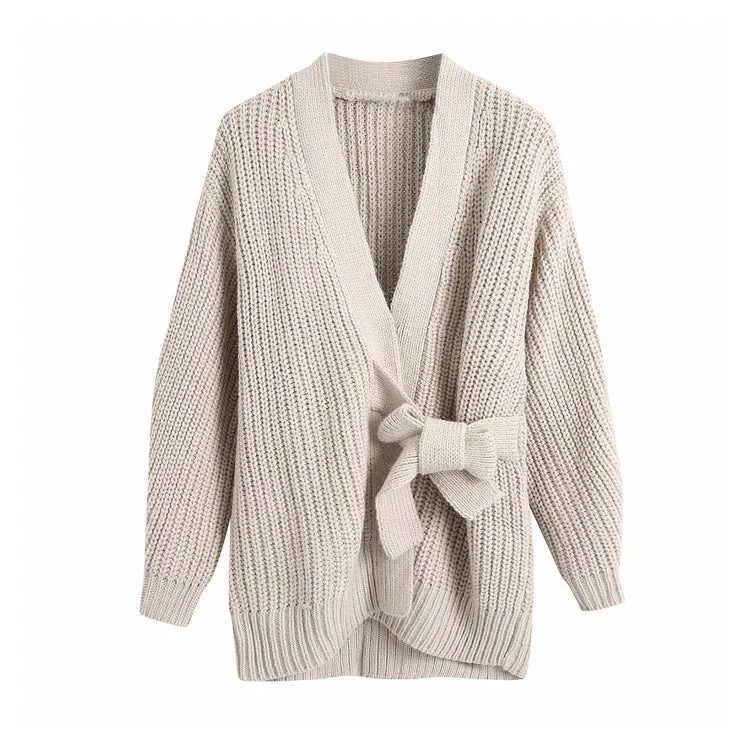 Slim bow double breasted knit coat  7398 Wool Cashmere Tweed