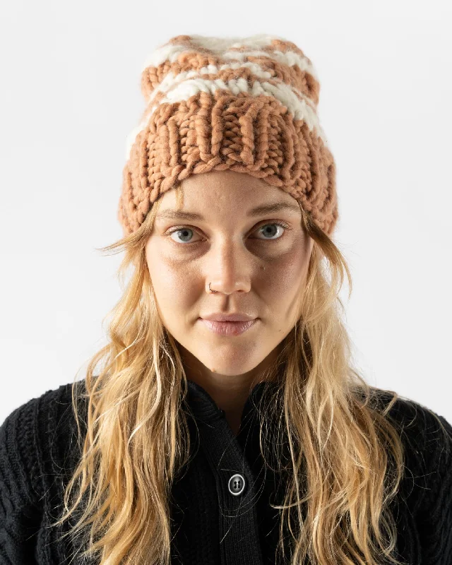 Under Her Coat Camel and Ivory Beanie Zip Front Button Front Snap Front