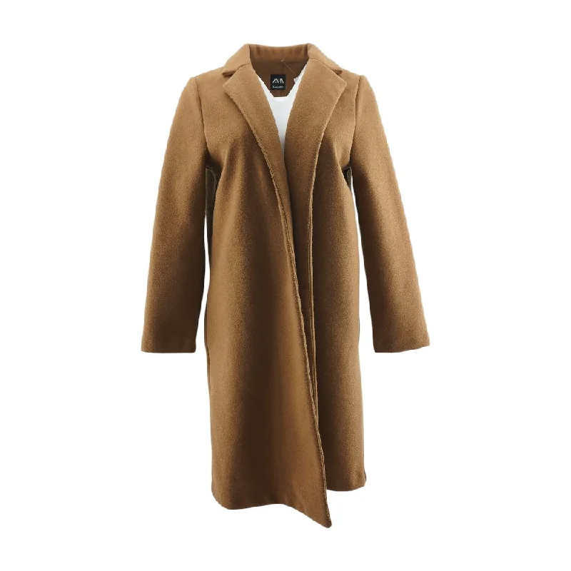 Brown Solid Coat Hook-and-Loop Buckled Tied