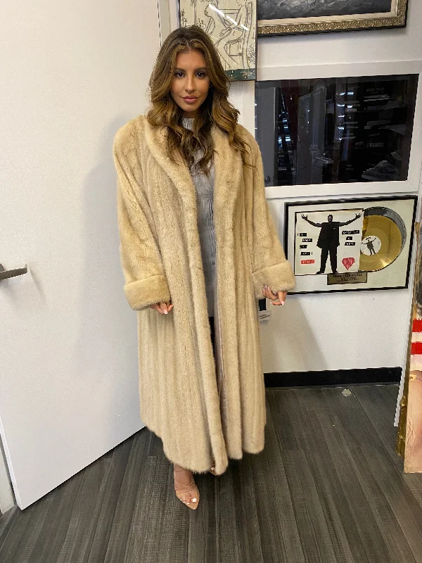 BEAUTIFUL Vintage Full Length Pearl Blush Mink Coat! - $3K Appraisal Value w/ CoA! ✓ Stole Shawl Scarf