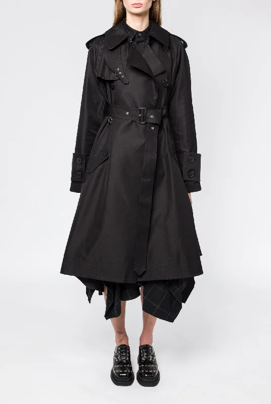 Sacai Cotton Gabardine x Windowpane Coat Hooded Caped Scarf
