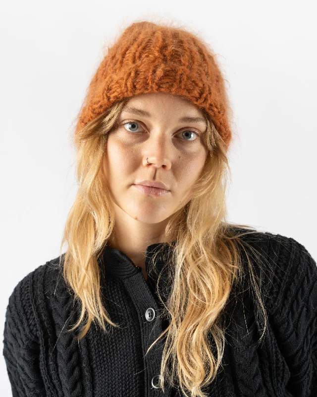Under Her Coat Ginger Mohair and Merino Wool Beanie Tweed Herringbone Houndstooth