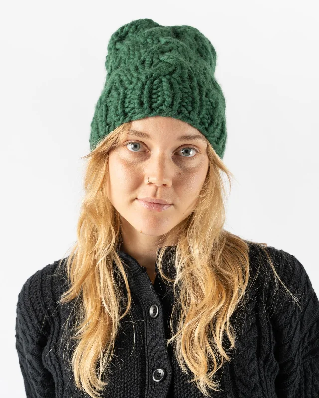 Under Her Coat Green Solid Beanie Elasticated Drawstring Belted