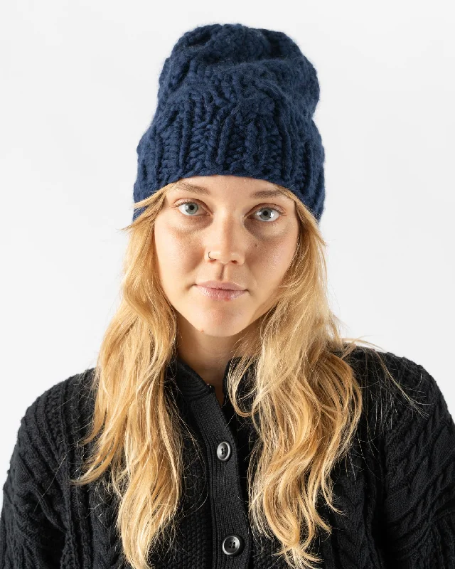 Under Her Coat Midnight Blue Solid Beanie Plaid Tartan Floral