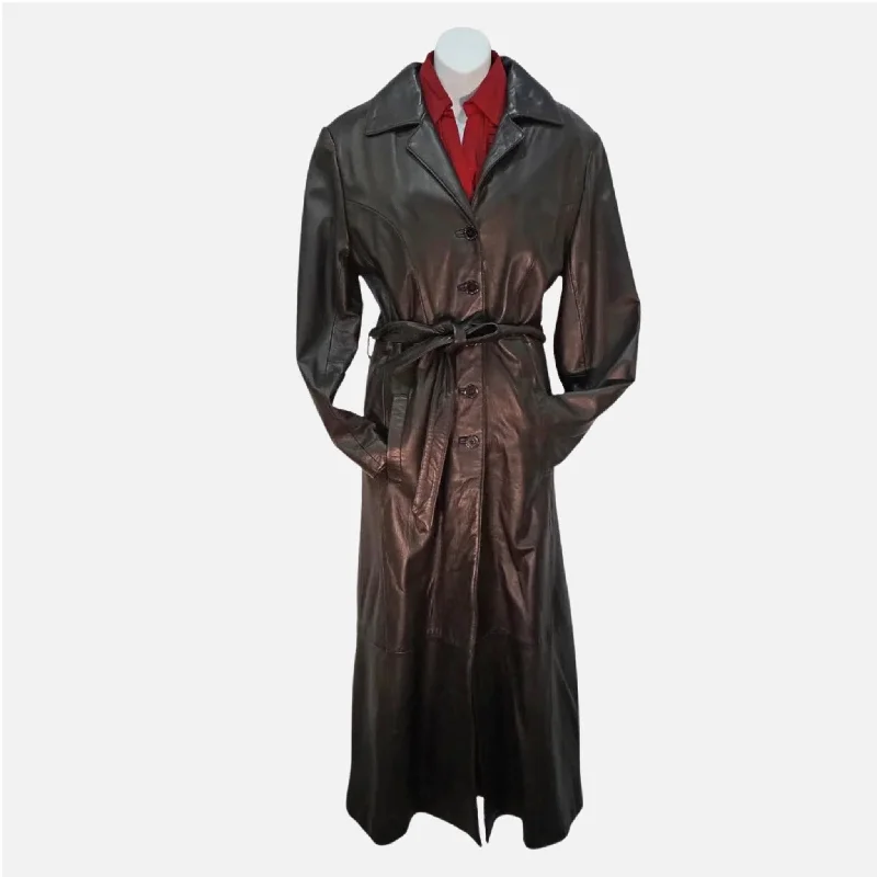 Lady's Mark Andre Full Length Leather Coat | Slim Fit Bomber Jacket Denim Jacket Leather Jacket