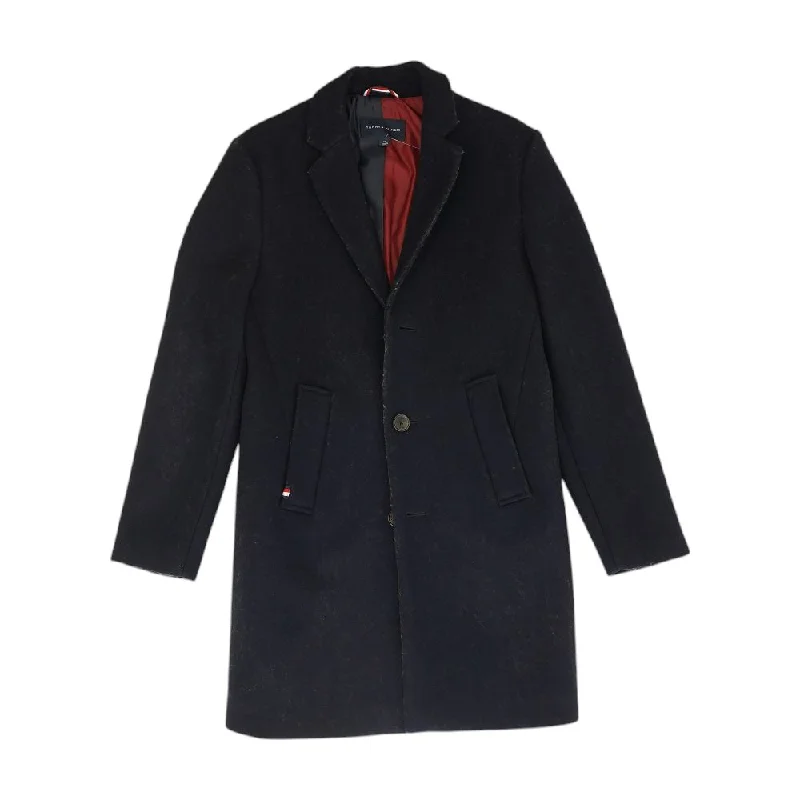 Navy Solid Coat Appliqued Beaded Sequined