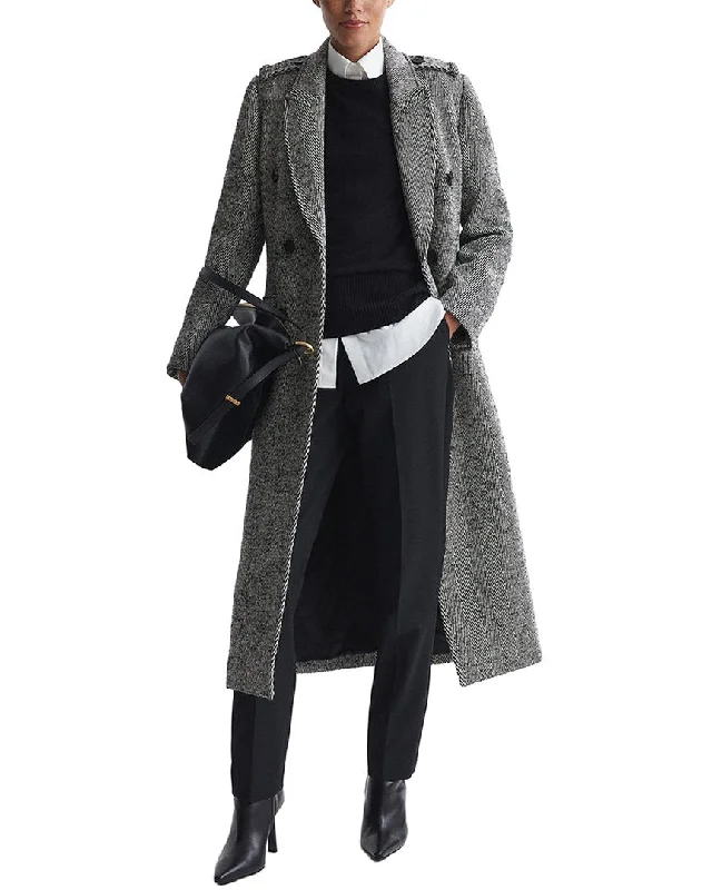 Reiss Jesse Coat Houndstooth Coat Plaid Coat Tartan Coat