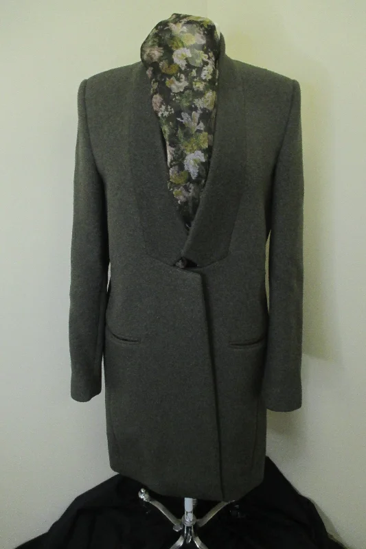Stella McCartney Moss Green Coat Size 42 Raincoat Turtleneck Coat Wrap Coat