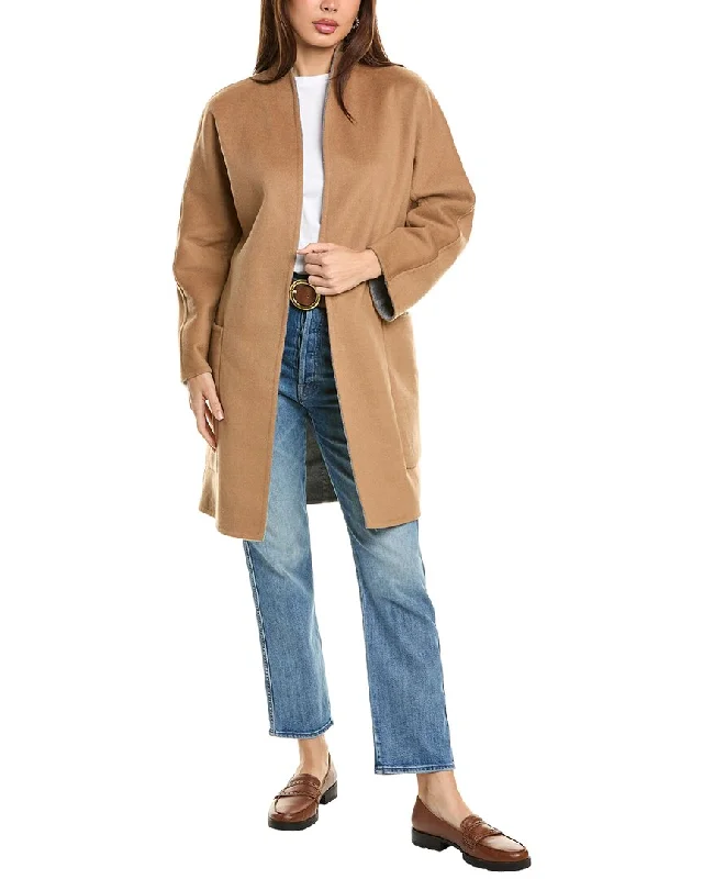 Vince Reversible Wool-Blend Car Coat Hooded Jacket Zipper Jacket Button Jacket