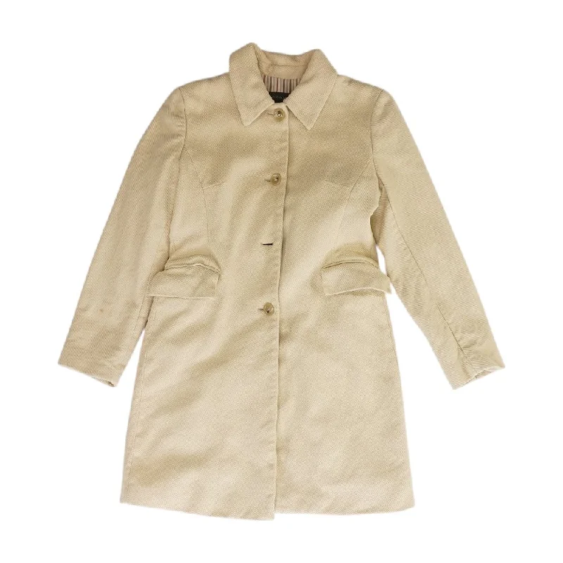 Beige Solid Coat Vent Hem Cuff