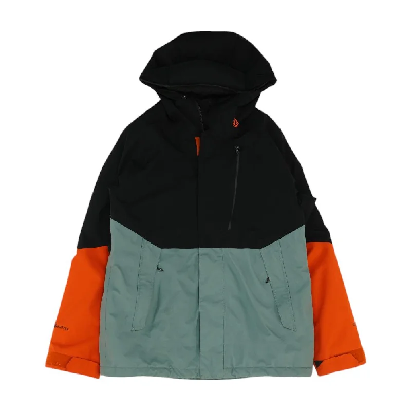 Black Color Block Active Coat Nylon Polyester Spandex