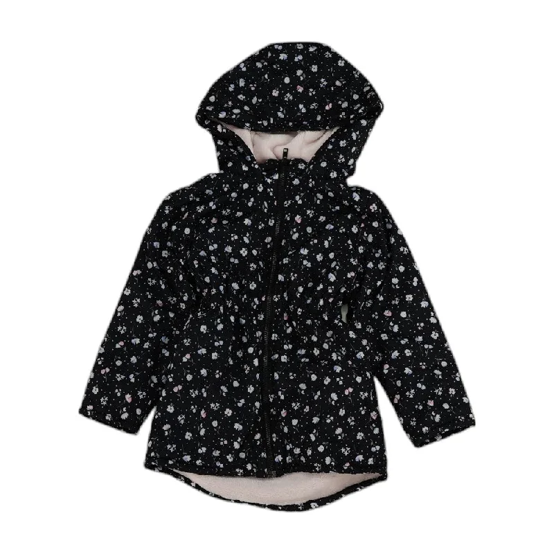 Black Floral Coat Herringbone Houndstooth Plaid