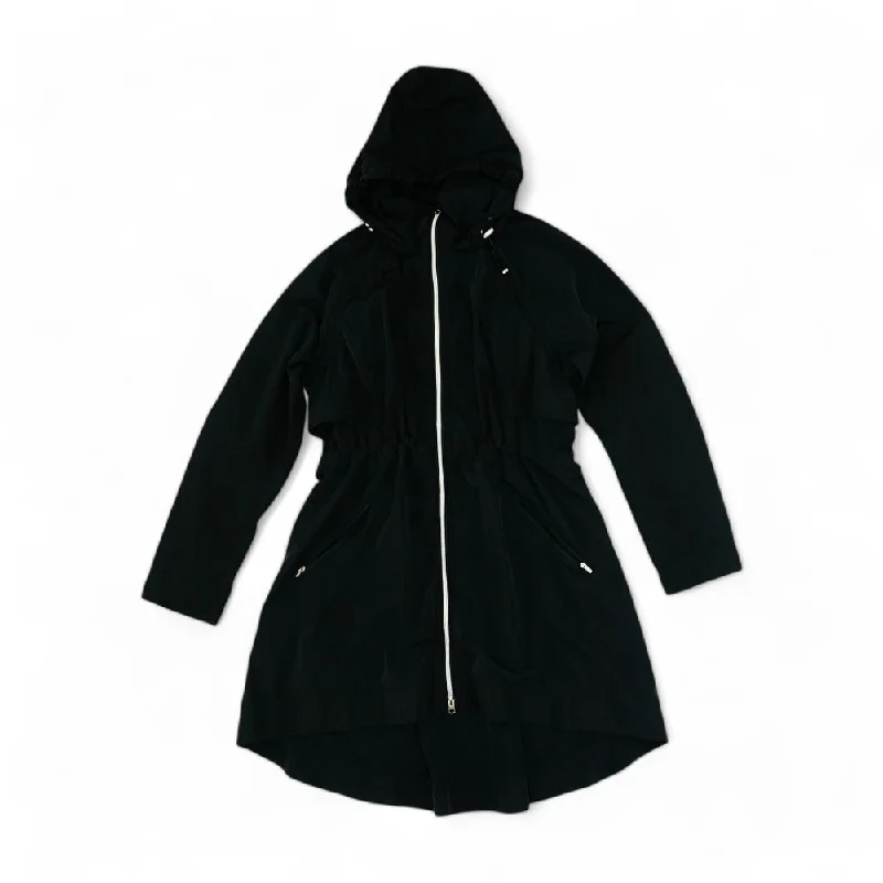 Black Solid Active Coat Cotton Linen Terry