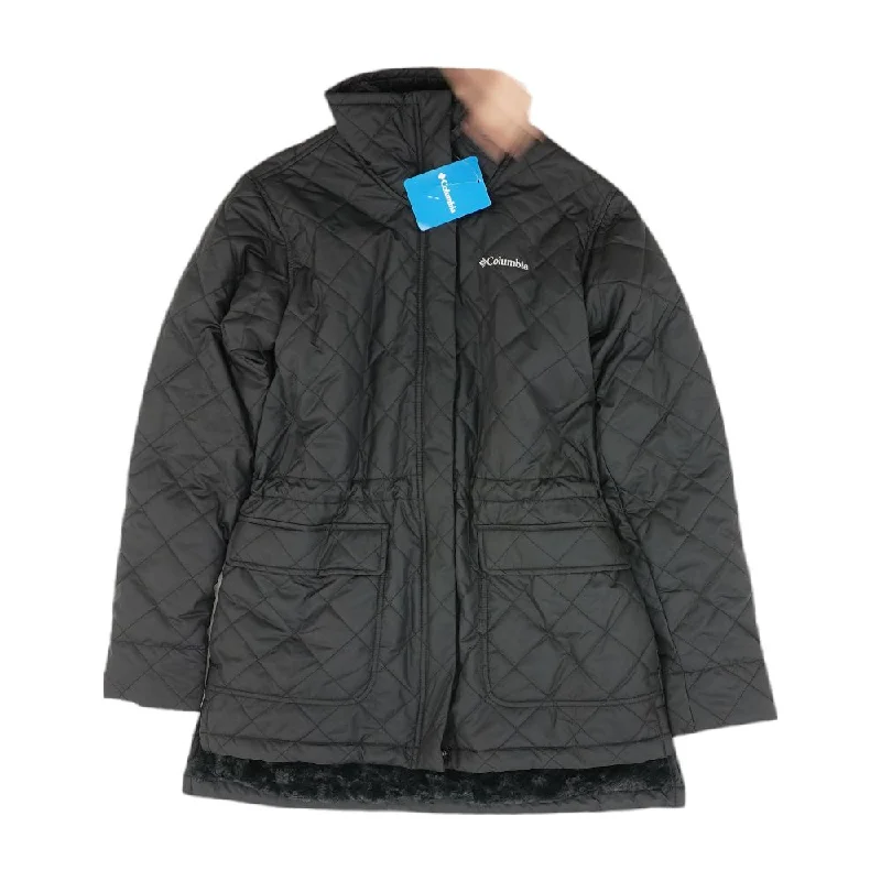 Black Solid Coat Knit Woven Fleece