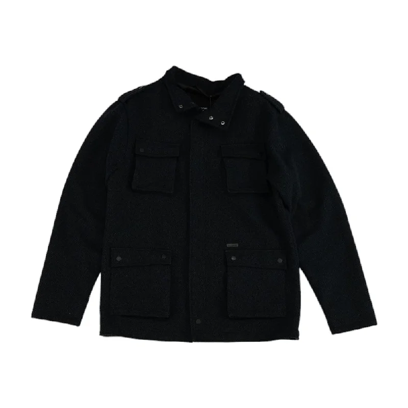 Black Solid Coat Asymmetrical Diagonal princess