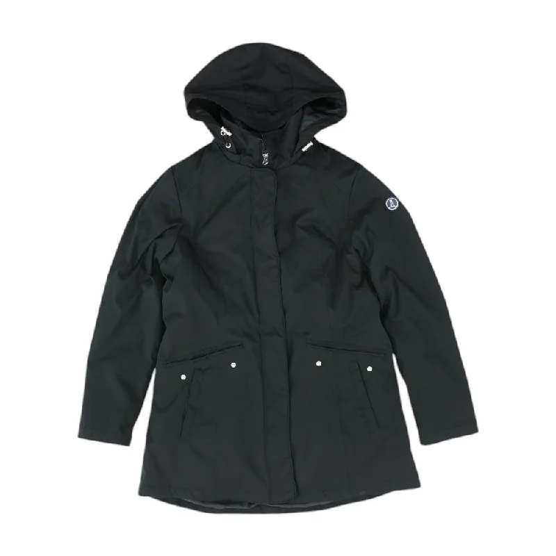 Black Solid Coat Print Jacquard Embroidered