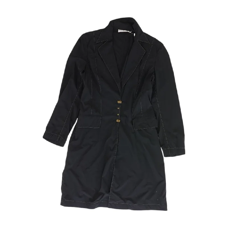 Black Solid Coat Wool Cashmere Tweed
