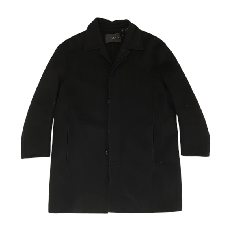 Black Solid Coat Tailored Straight A-Line