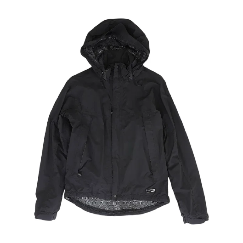 Black Solid Coat Buttoned Toggled Snapped