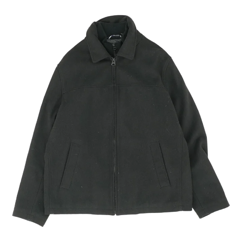 Black Solid Lightweight Coat Buttoned Zippered Snapped
