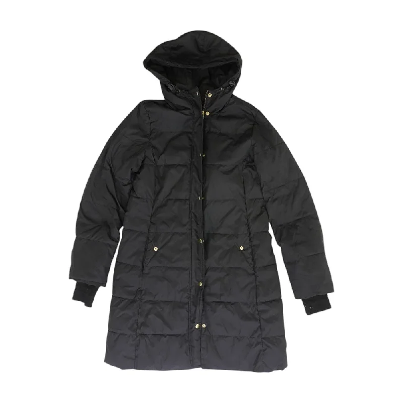Black Solid Puffer Coat Turtleneck Jacket Crew Neck Jacket V-Neck Jacket