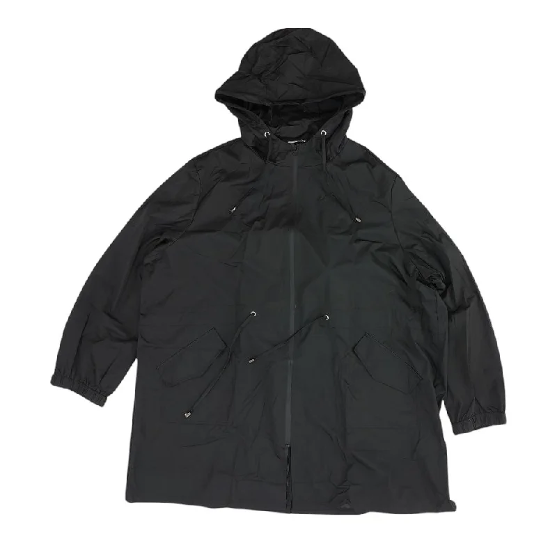 Black Solid Rain Coat Knit Woven Fleece