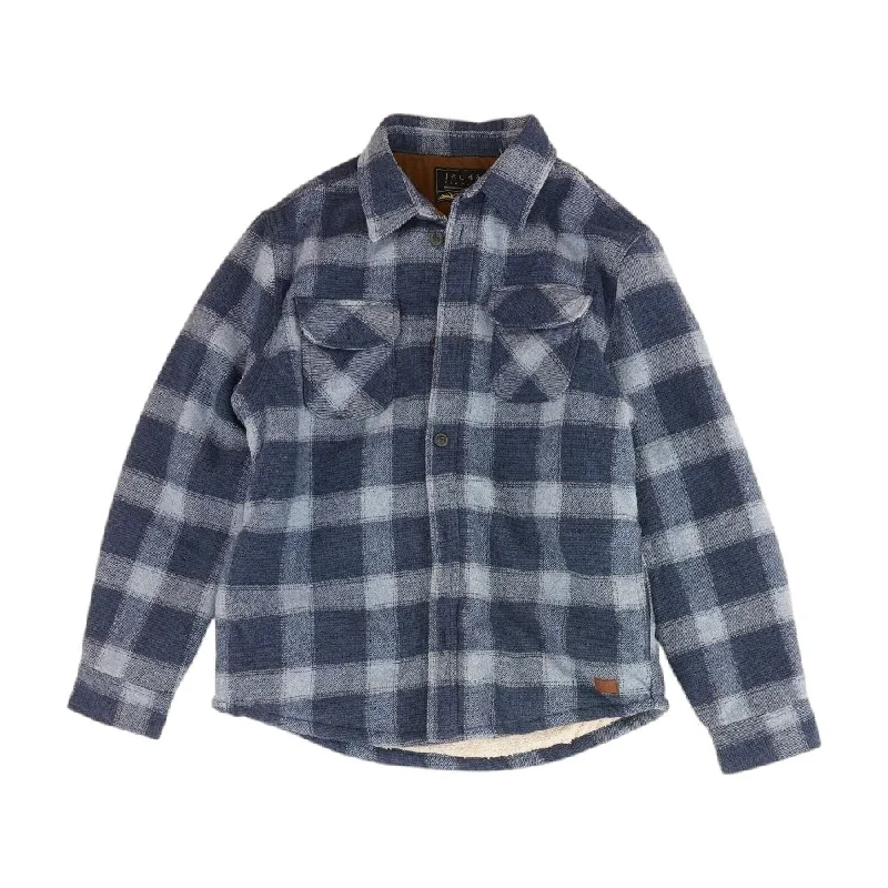 Blue Check Lightweight Coat Knit Woven Fleece