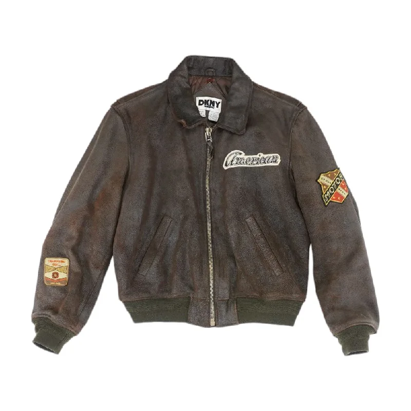 Brown Solid Leather Coat Suede Jacket Faux Fur Jacket Puffer Jacket