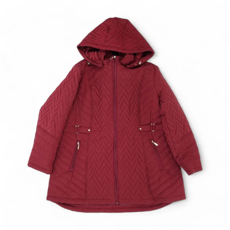 Burgundy Solid Coat Bomber Denim Leather