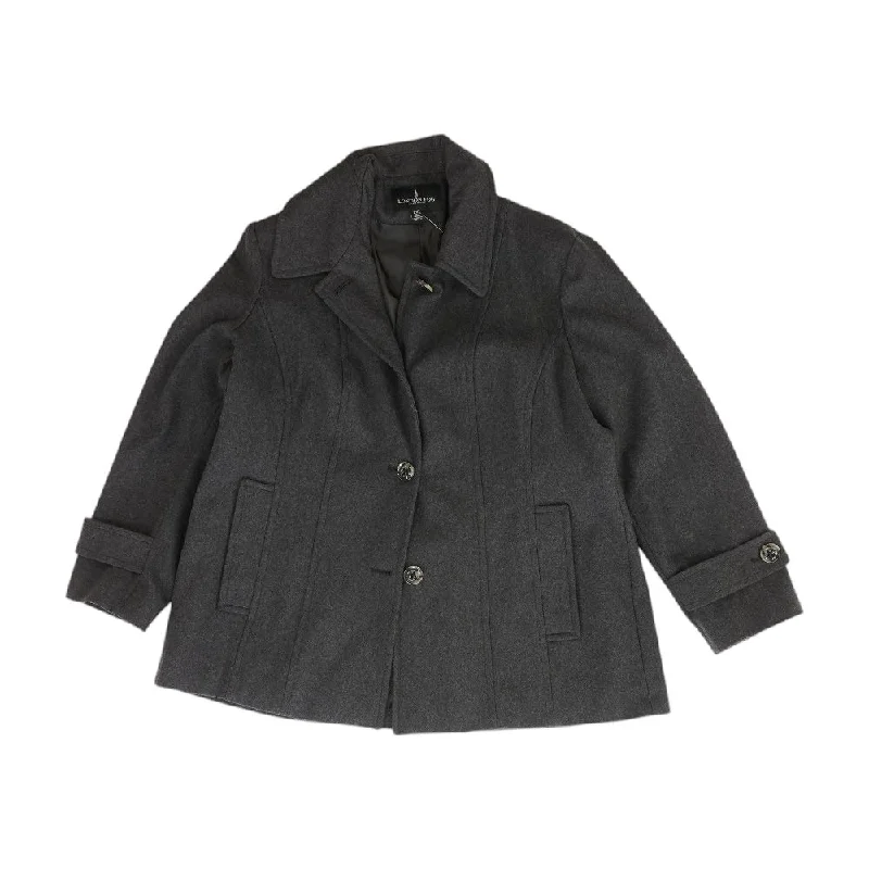 Charcoal Solid Coat Denim Leather Suede