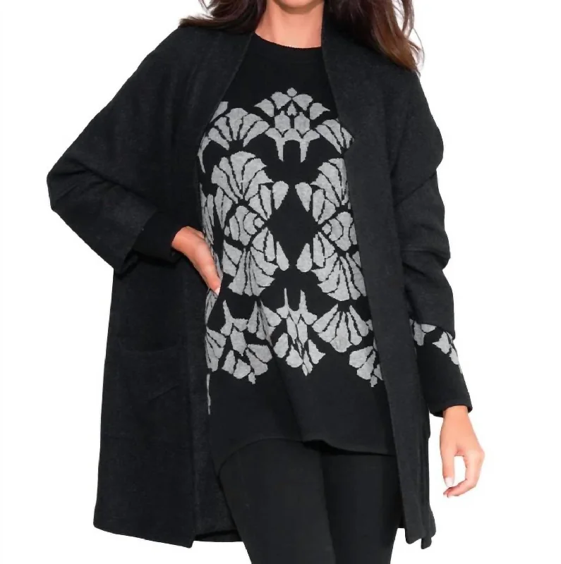 Cozy Up Coat In Black Zip Front Button Front Snap Front
