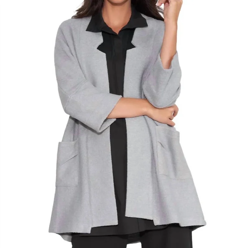 Cozy Up Coat In Medium Gray Tailored Straight A-Line