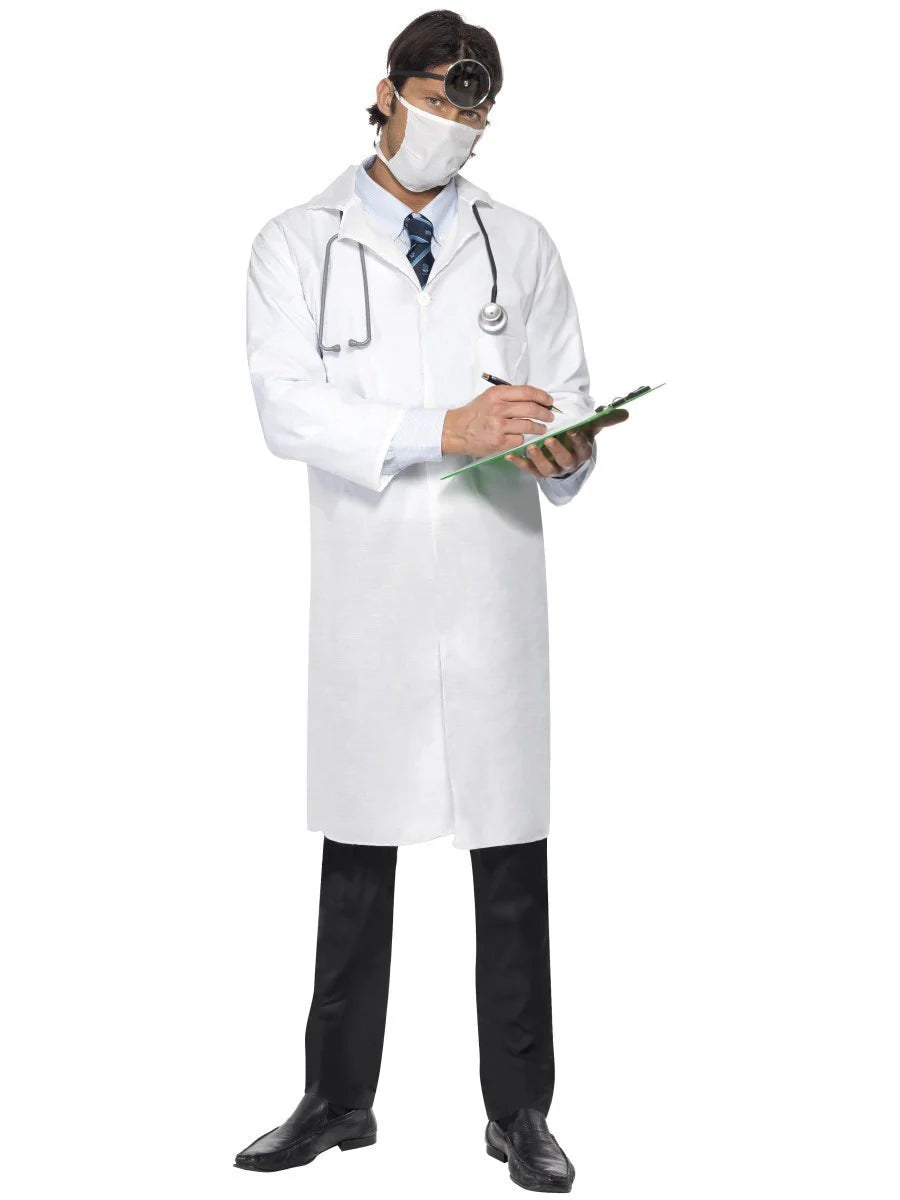 Doctor's White Coat with Mask Blazer Duffle Coat Pea Coat