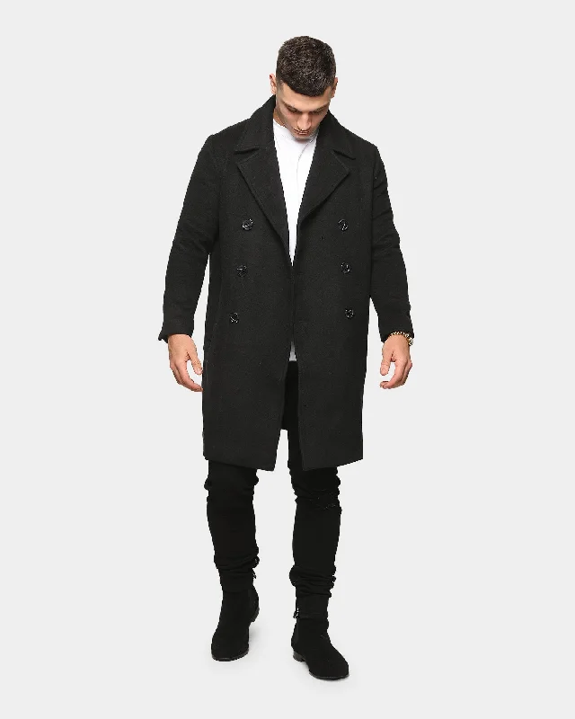 EN ES Men's Vertigo Coat Black Jersey Tulle Batik
