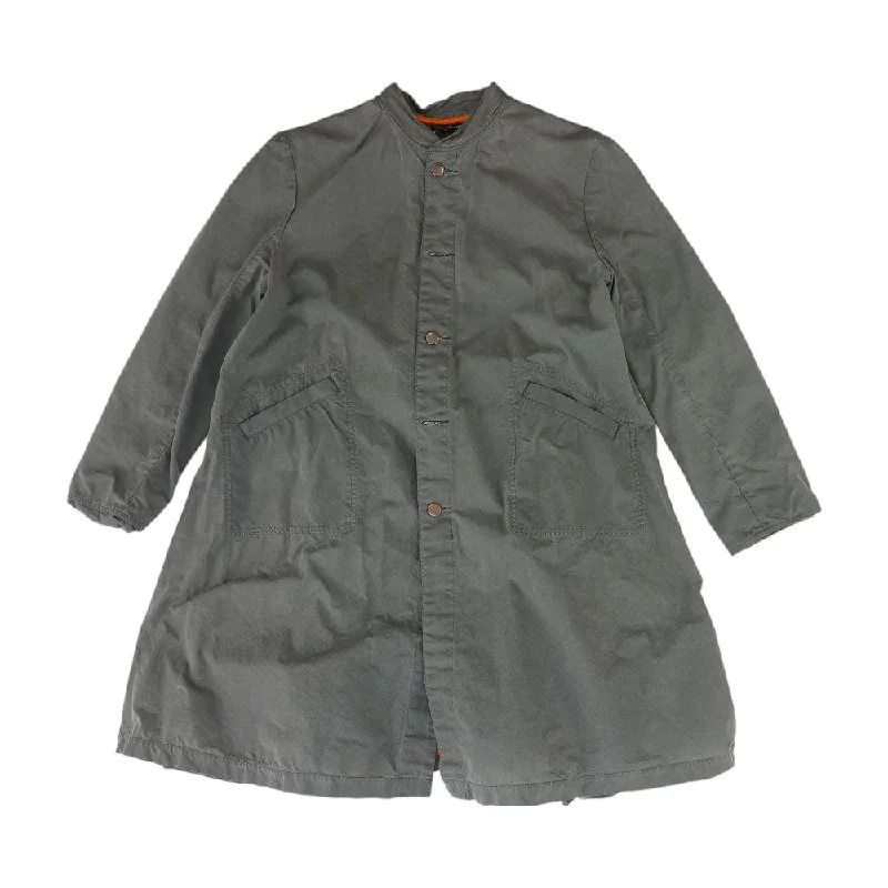 Gray Solid Coat Cuffed Rolled Raglan