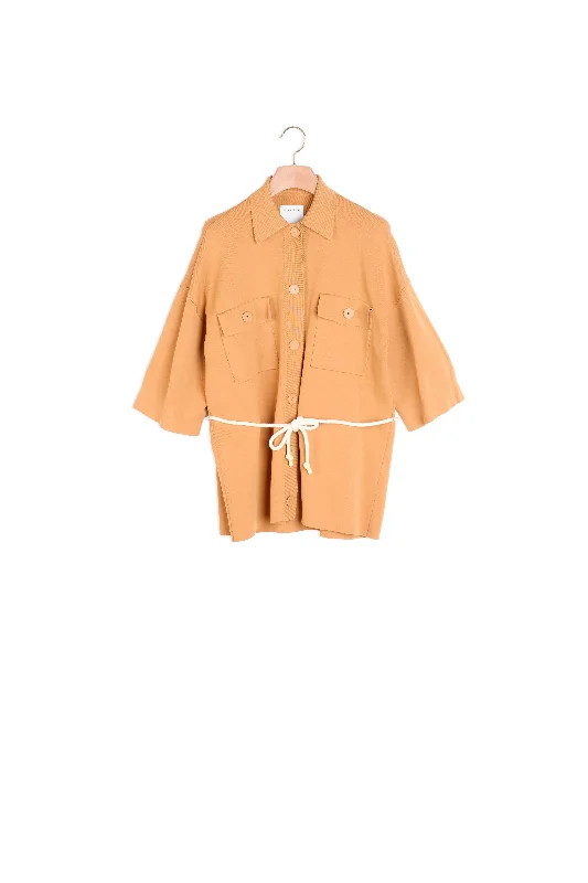 Cardi-coat oversize esprit surchemise Collared Crew Neck Turtle Neck
