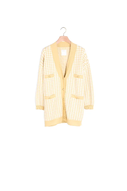 Cardi-coat à motifs pied de coq Hooded Caped Scarf