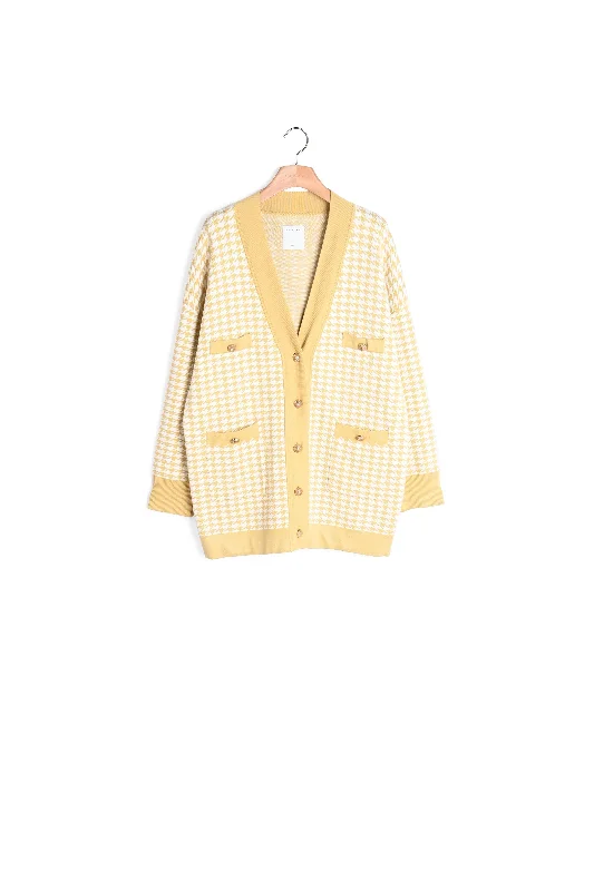 Cardi-coat à motifs pied de coq Hooded Jacket Zipper Jacket Button Jacket