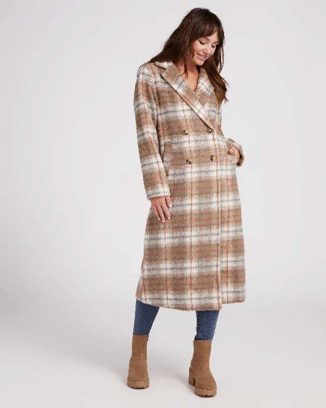Jodie Plaid Coat Hooded Caped Scarf