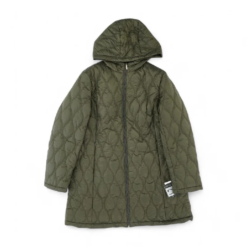 Olive Solid Puffer Coat Fitted Loose Oversized
