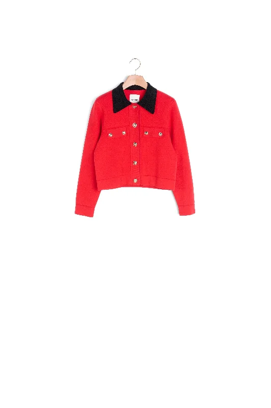Cardi Coat Rouge Three-Quarter Sleeve Elbow Sleeve Wrist Sleeve