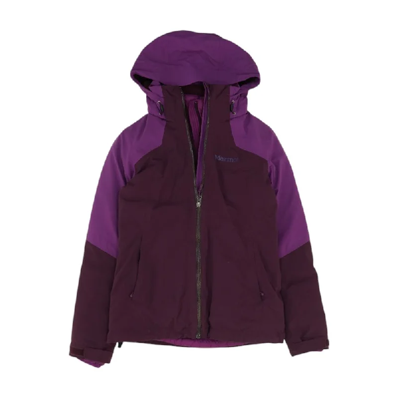 Purple Color Block Active Coat Raincoat Turtleneck Coat Wrap Coat